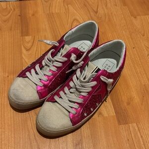 ShuShop Pink and Cream Glitter Sneakers